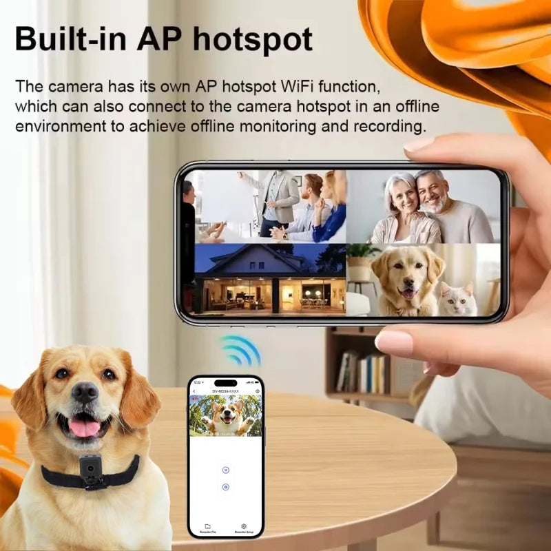 Adjustable Pet Collar Camera HD 1080P Wireless