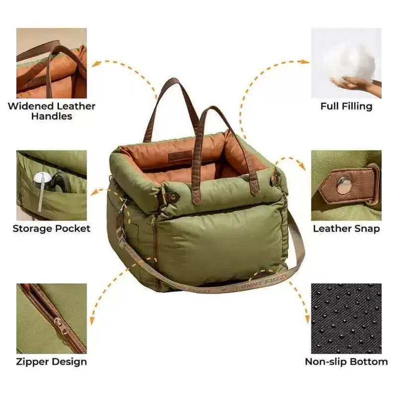 Pet Luxury Faux Leather Dog Car Seat