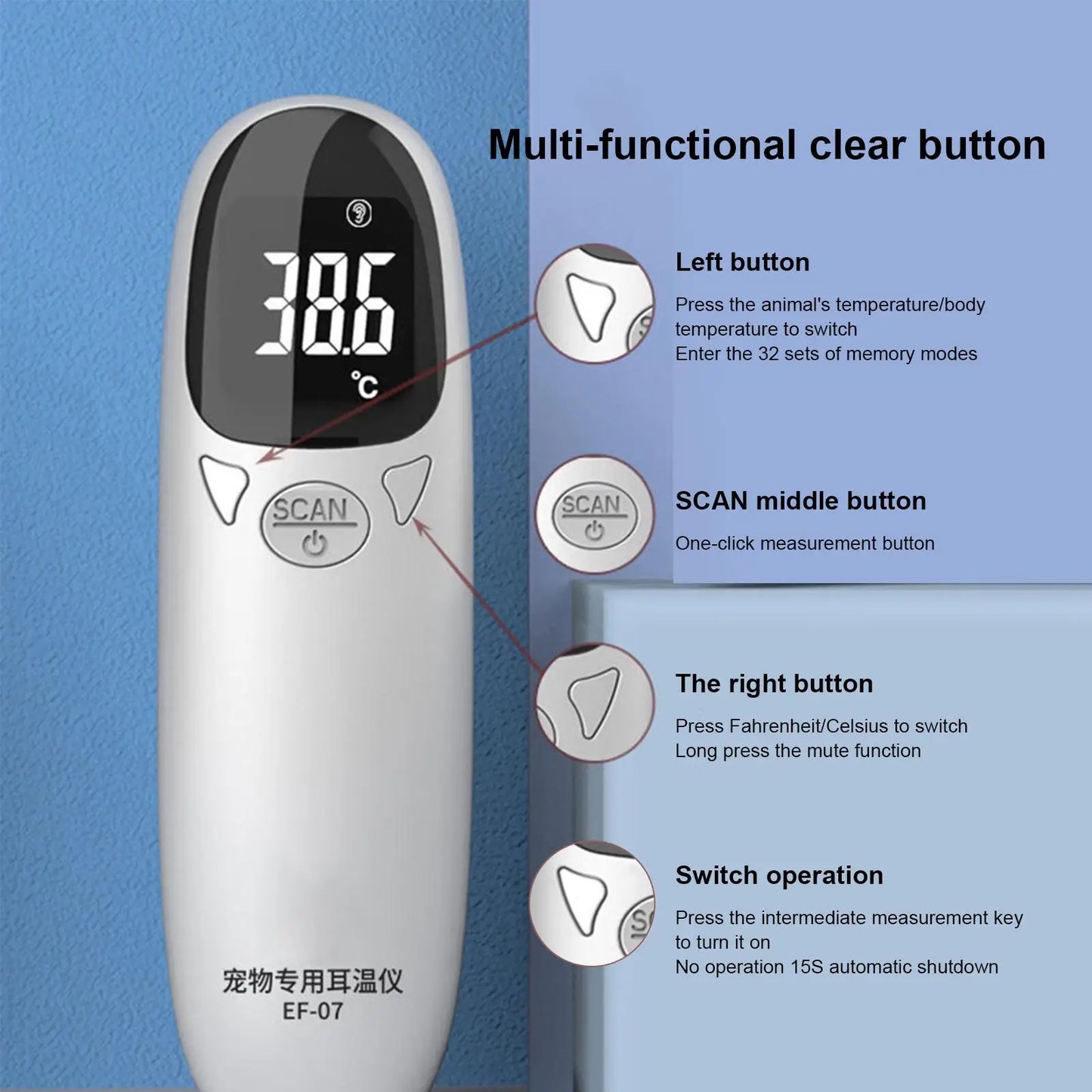Digital High-Precision Electronic Pet Ear Thermometers