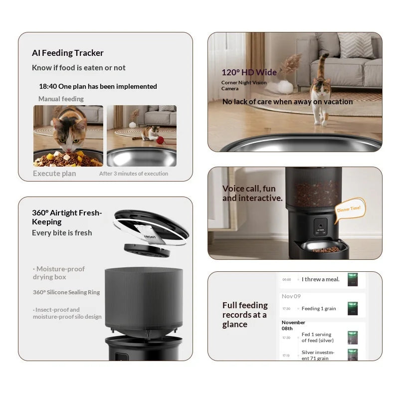 Smart Timed Voice Control Hd Video Stainless Steel Bowl Pet Feeder